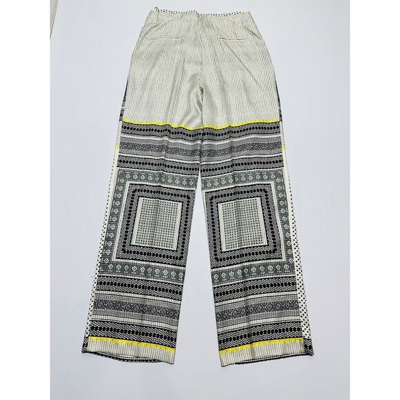ETRO Women 44 US/8 Silk Wide Leg High Rise Aztec Ivory Gray Bandana NWT $1990 - Picture 3 of 12